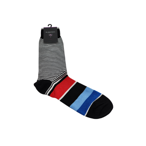 Bugatchi Black Multi Stripe Mens Crew