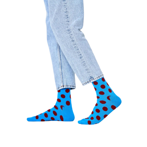 Happy Light Blue Big Dot Men Crew Sock