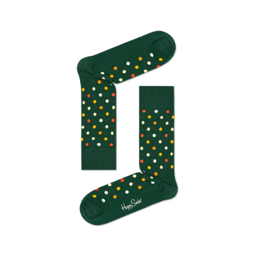 HAPPY Socks, Men Half Crew Socks ,Green Dots