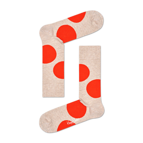 HAPPY Socks, Men Crew Sock, Beige/ Orange Dots