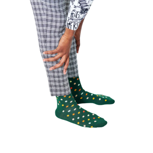 HAPPY Socks, Men Half Crew Socks ,Green Dots