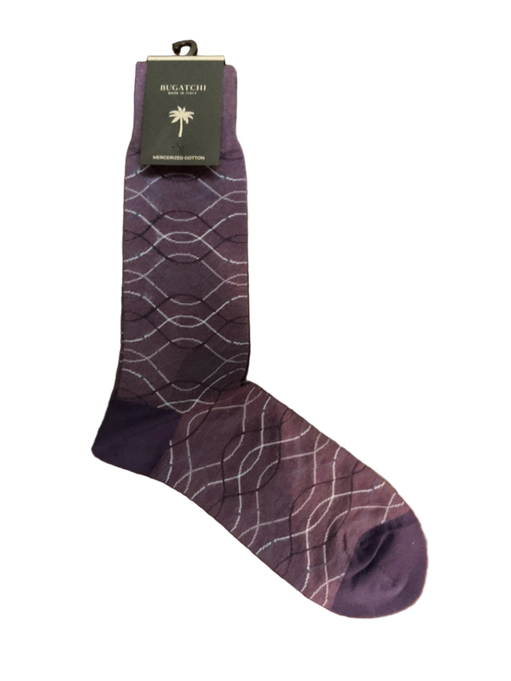 Bugatchi Men's Mercerized Cotton Dress Socks - Lavender Pattern