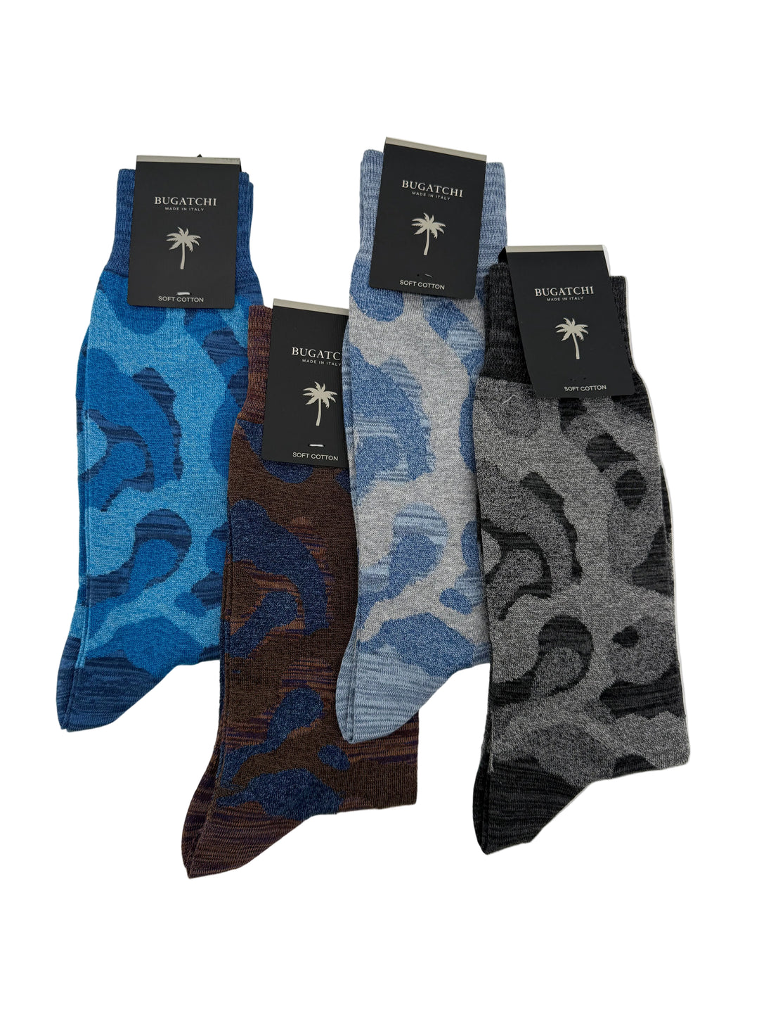 Bugatchi Men's Soft Cotton Dress Socks Camo Collection 4-Pack