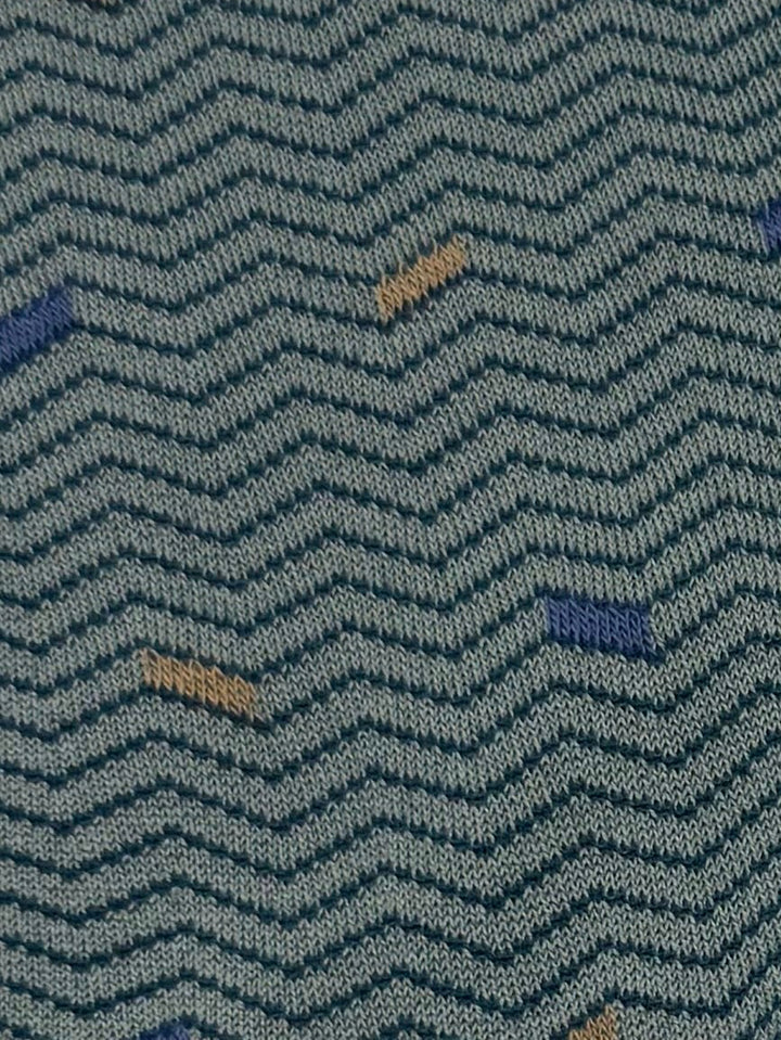 Bugatchi Men's Mercerized Cotton Dress Socks - Sage Green Chevron Pattern