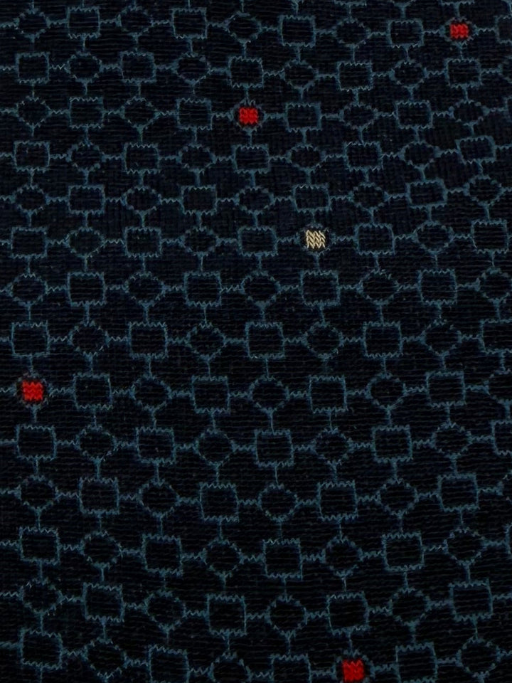 Bugatchi Men's Mercerized Cotton Dress Socks - Navy Geometric Chain Pattern