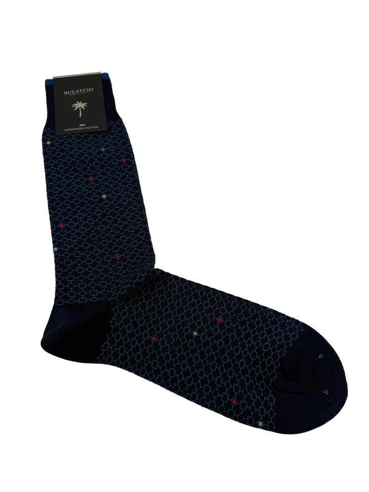 Bugatchi Men's Mercerized Cotton Dress Socks - Geometric Chain 2-Pack / Sockery