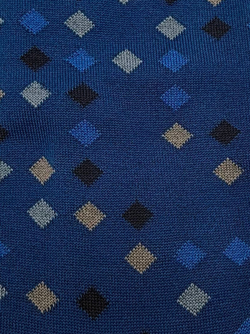 Bugatchi Men's Mercerized Cotton Dress Socks - Royal Blue Diamond Pattern