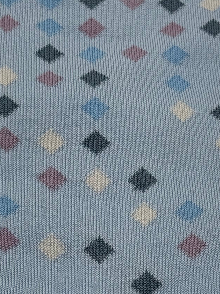 Bugatchi Men's Mercerized Cotton Dress Socks - Light Blue Diamond Pattern
