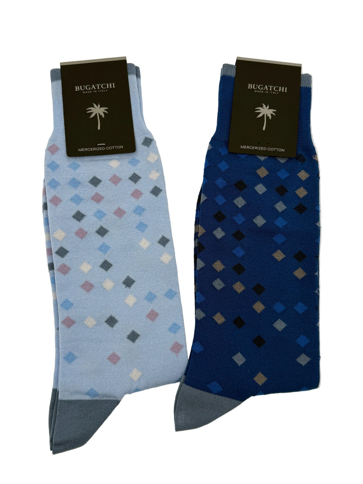 Bugatchi Men's Mercerized Cotton Dress Socks - Diamond Pattern 2-Pack / Sockery