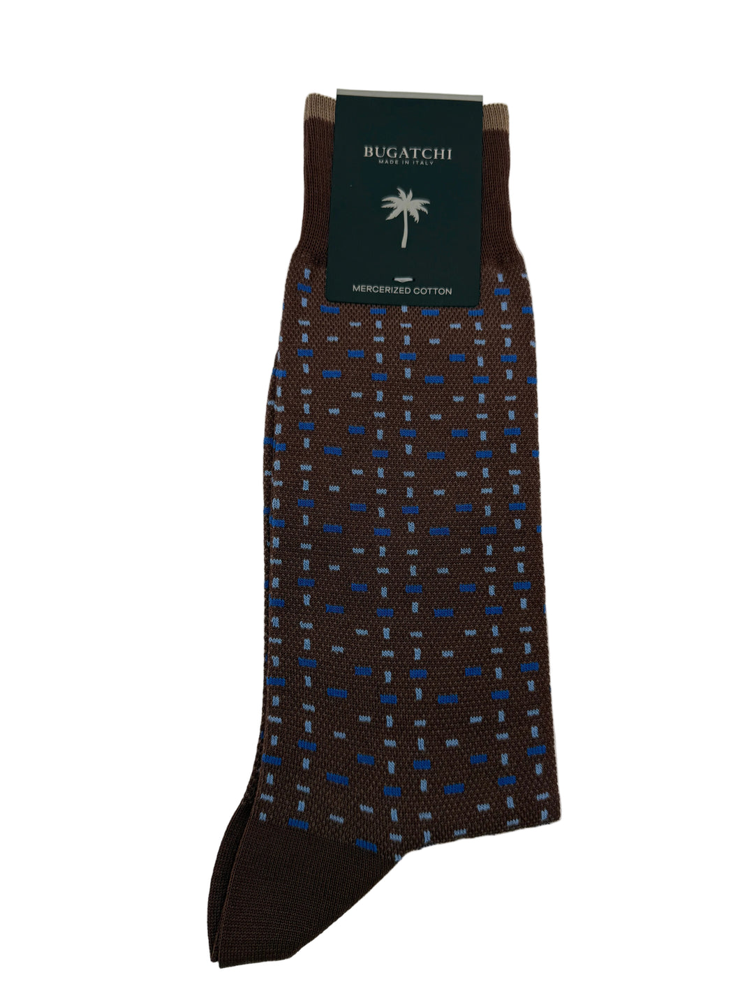 Bugatchi Men's Mercerized Cotton Dress Socks - Brown Multi-Dot Pattern