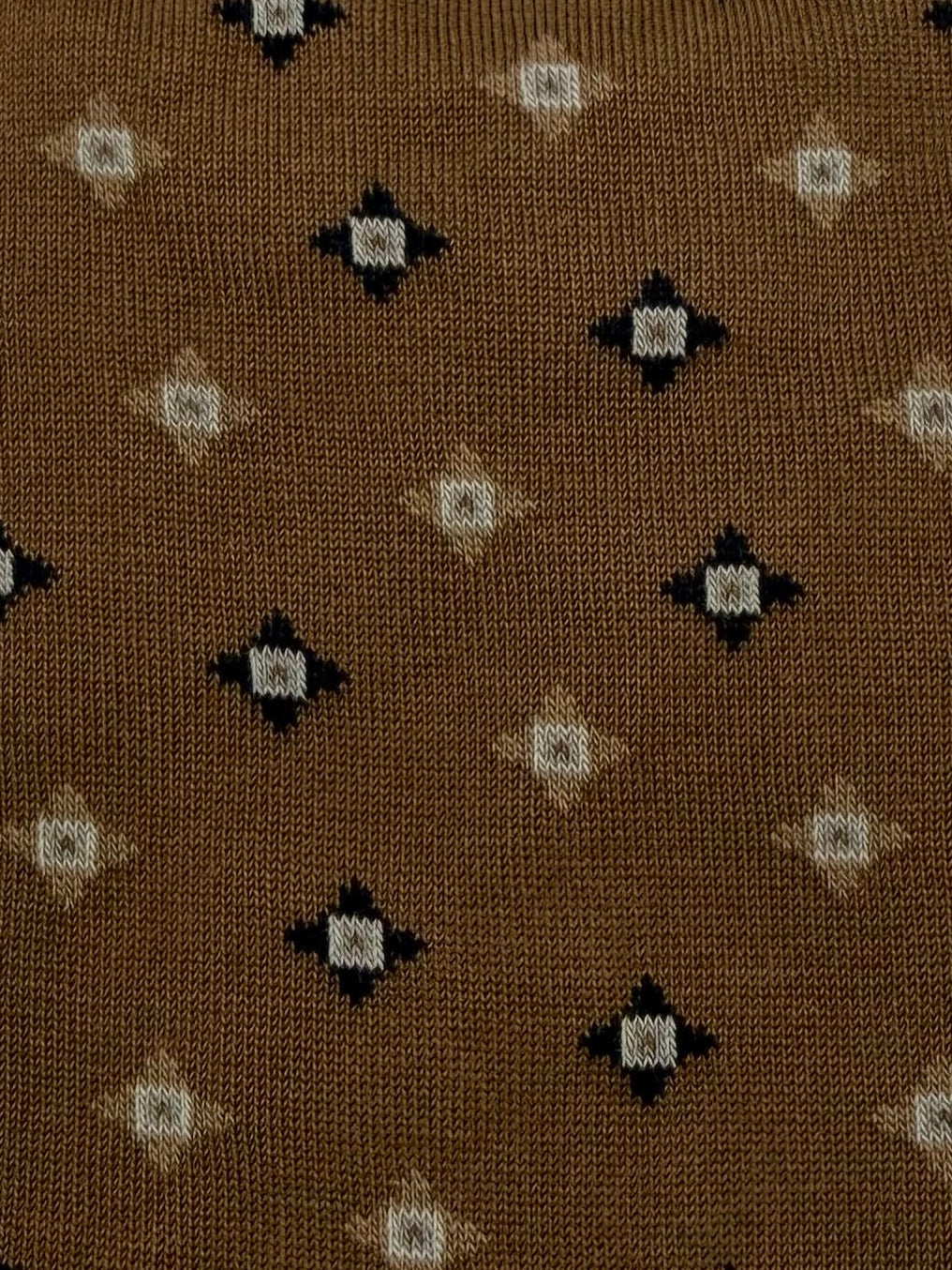 Bugatchi Men's Mercerized Cotton Dress Socks - Brown Geometric Pattern