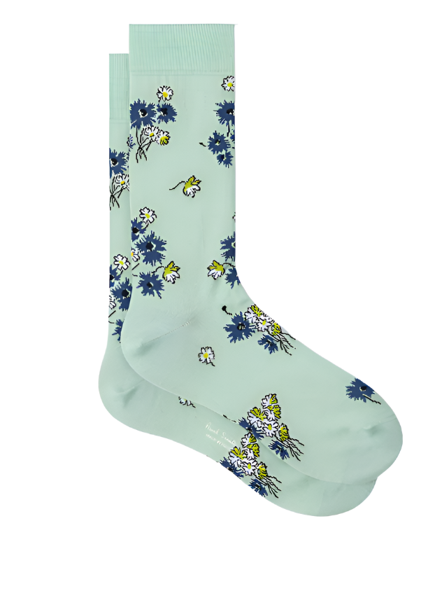 Paul Smith Men's Cotton Crew Socks - Floral Pattern